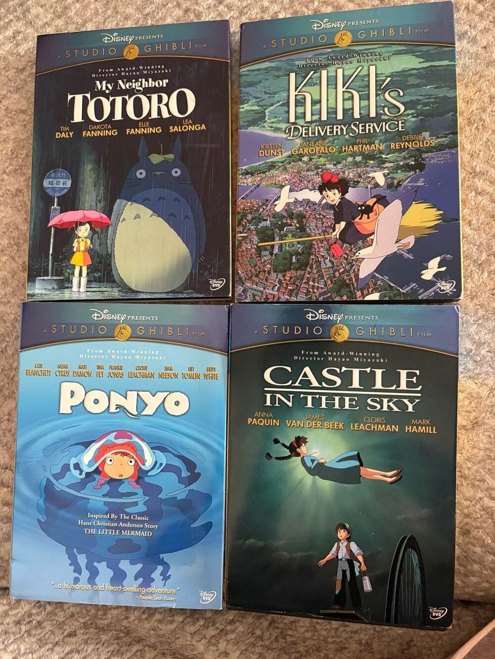 Studio Ghibli 4 Movie DVD Lot Totoro Kiki Ponyo Castle In The Sky